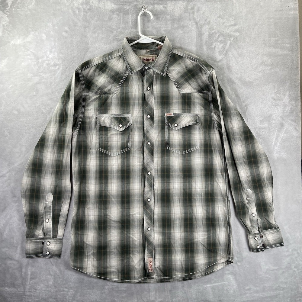 Rafter C Western Shirt mens XL Diamond Pearl Snap Cowboy Collection Plaid Casual